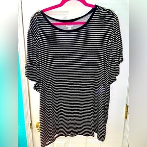 LuLaRoe 3xl Black & White Striped Olive Top